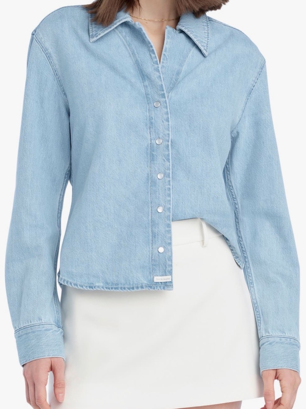Favorite Daughter Light Blue Denim Snap Front Top “The Ace” NWT
